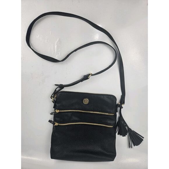 Anne Kleine Traveler Crossbody Shoulder Bag Black Zip Pockets 10" X 11" See Desc - Picture 1 of 10